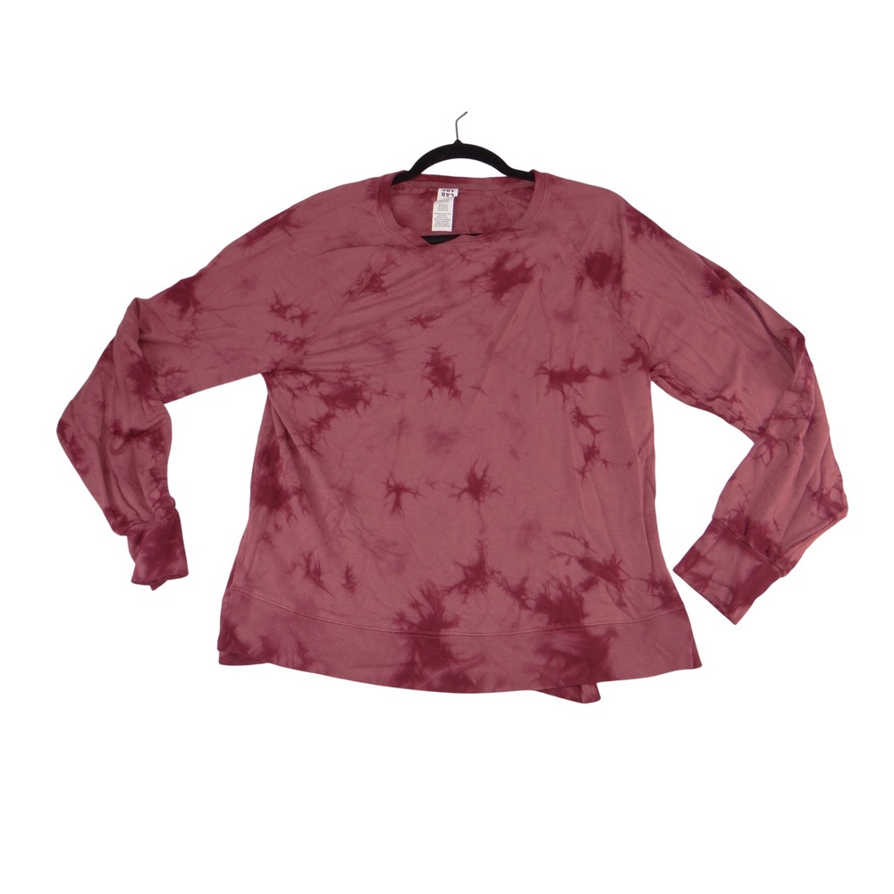 JoyLab Womens Tie Dye Raglan Sweatshirt Mauve Burgundy Long Sleeve‎ Medium